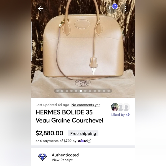 HERMES BOLIDE 35 Veau Graine Courchevel satchel - Picture 2 of 16